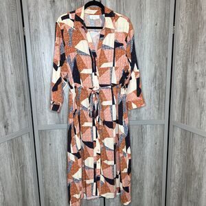 Anthropologie Corey Lynn Calter Shirt Dress Button Down Long Sleeve Rayon Size M